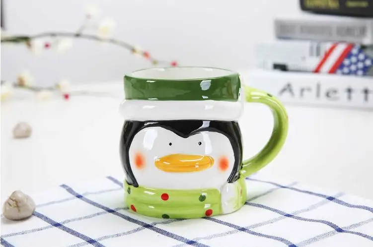 3D Kerstman Sneeuwpop Keramische Mokken водяная чашка Kopjes Melk чашка для напитков Kerst Sneeuwpop Herten Kerstman Koffie Cup - Цвет: 02