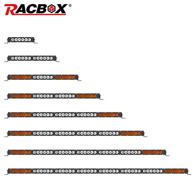 

RacBox Modular Led Light Bar 7.5 inch 30W Single Row Stitching Led Work light Amber White Color Spotlights 4300K 6500K Car Refit