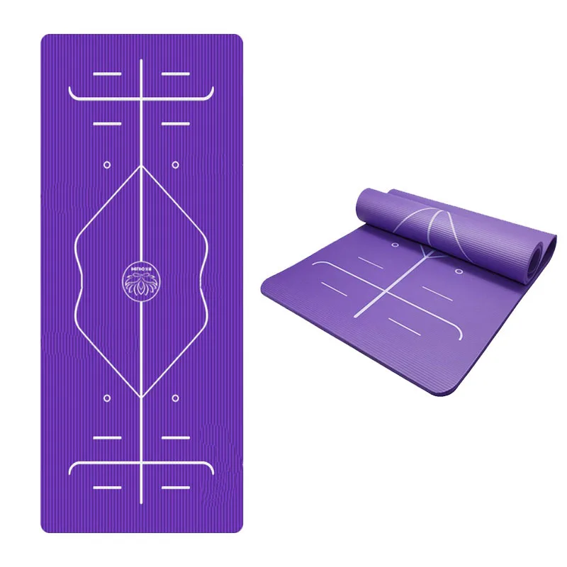 

1850x800x100mm Body Position Line Yoga Mat Large For Any Yoga Poses Multifuctional Sports Pilates Gym Exercise Pad With Strap