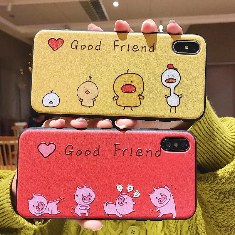 Embossed mobile phone case for iphone 7 case xr case xs max 8 plus 7 plus phone 6s Good friend Cartoon mobile phone case Embossed mobile phone case for iphone 7 case xr case xs max 8 plus 7 plus phone 6s Good friend Cartoon mobile phone case