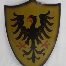 S1517 средневековый желтый зеленый черный орел краска Железный щит W/ручка 17," X 24,1"