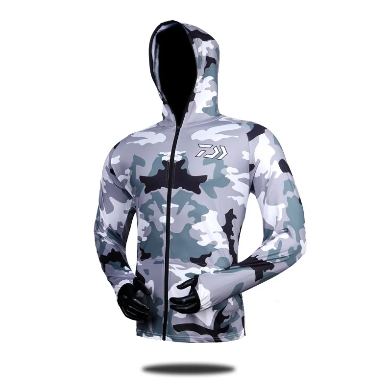 

Daiwa New Outdoor Sport Brand Camouflage Fishing Shirt Quickdry Sportwear Hiking Long Sleeve Hooded Fishing Jacket Camisas Pesca