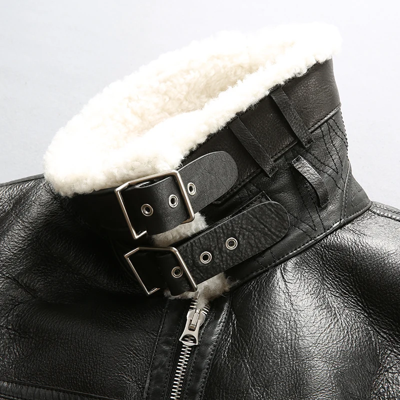 60% OFF WT Read Description! Asian size super quality warm genuine sheep fur leather jacket mens winter shearling fur jacket