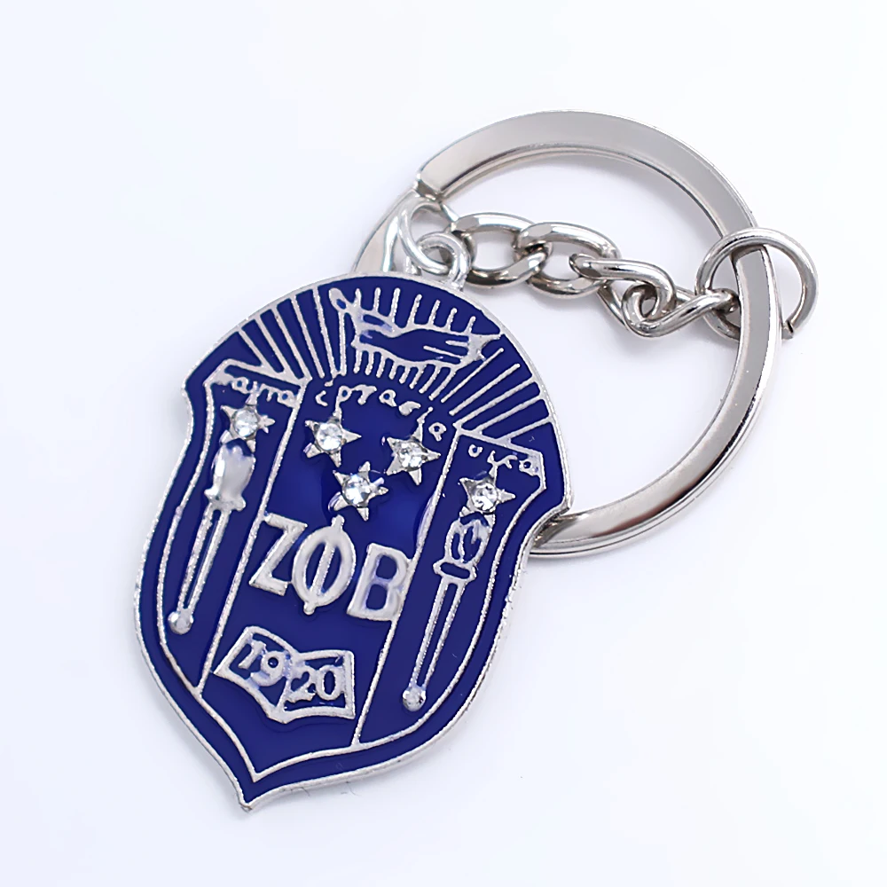 

Hot fashion enamel craft greek letter society jewelry keychain ZETA PHI BETA sorority badge pendant metal key chain
