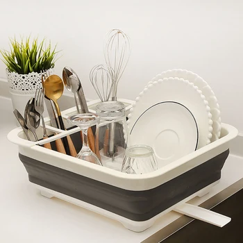 

1 Pcs Foldable Dish Rack Kitchen Storage Holder Drainer Bowl Tableware Plate Drying Rack Home Shelf Dinnerware Organizer