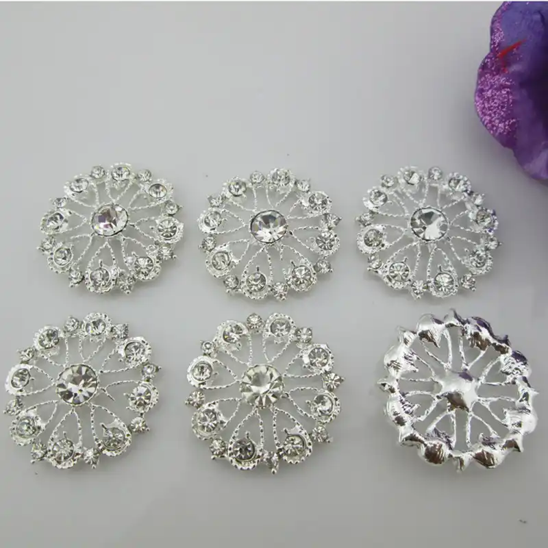5pcs Clear Crystal Snowflake Shape Embellishments Flatback Buttons DIY Craft