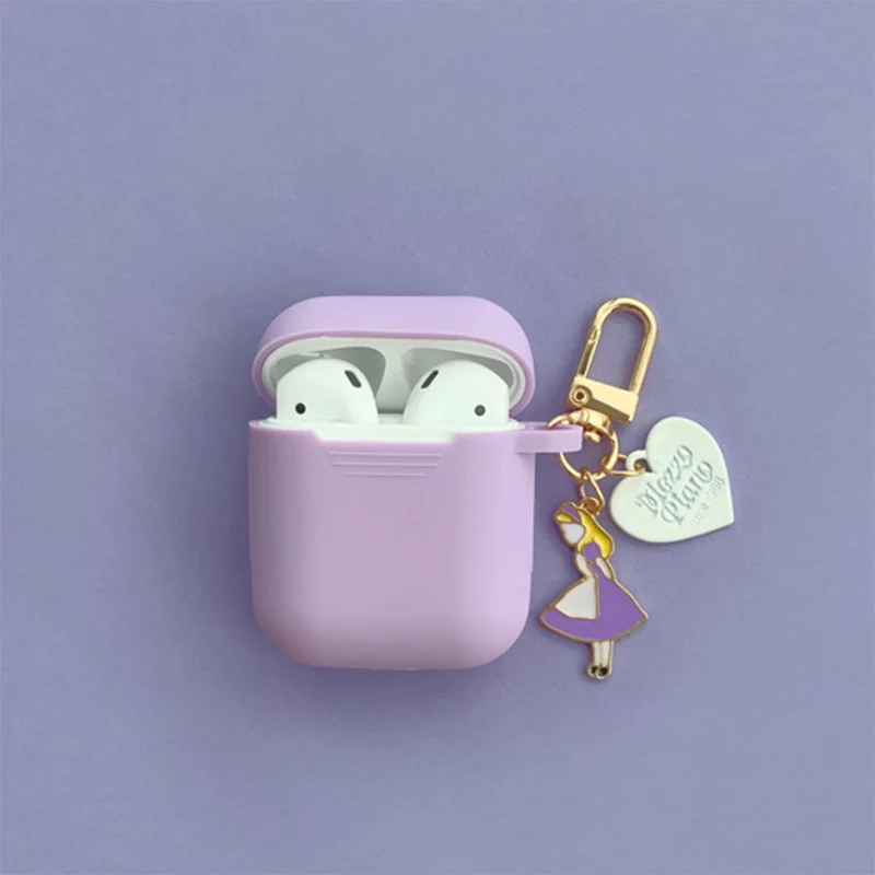 

Super Cute Girls Key Ring For Apple Airpods Case Wireless Bluetooth Headset Case Silicone Earphone Protective Cover Anti-lost
