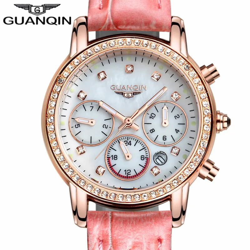 Relogio feminino diamond GUANQIN роскошный ювелирный бренд Модные женские светящиеся кожа