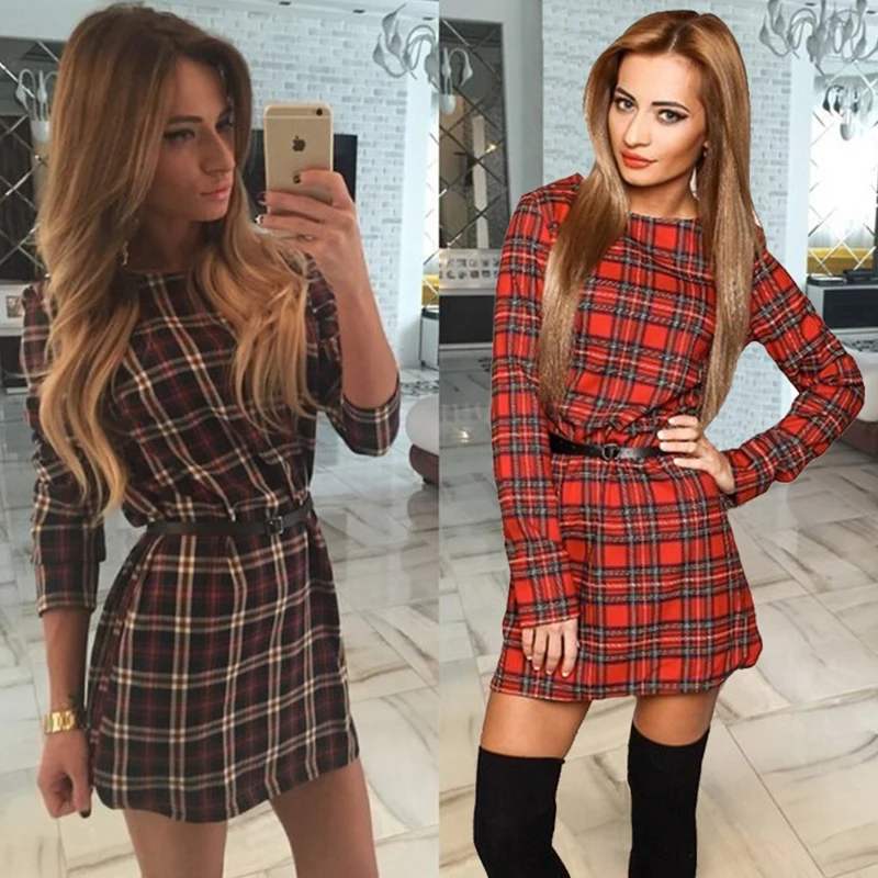 womens plaid christmas dress