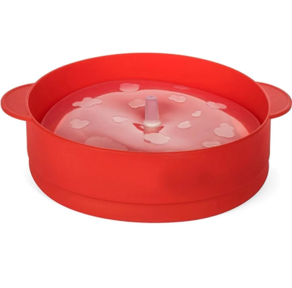 Новинка года. Складная Силиконовая тарелка для попкорна, красного цвета, высокого качества. Легкие инструменты для кухни. Миска для попкорна с крышкой