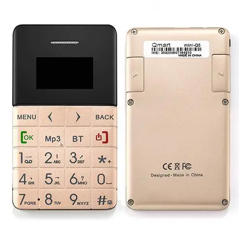 AEKU Qmart Q5 2G GSM карта Мобильный телефон 5,5 мм ультра тонкий карманный мини тонкий телефон 0,96 дюймов карта сотовый телефон - Цвет: Золотой