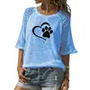 New Fashion T-Shirt For Women DOG PAW Animal Print Lace Crew Neck T-Shirt T-Shirt Women  Plus Size Tops Summer Cute Kyliejenner