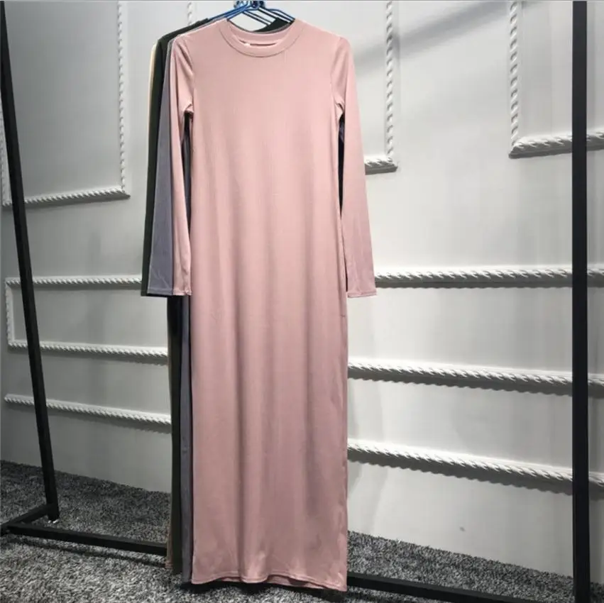 Мусульманский взрослый Повседневный трикотажный халат Musulmane турецкий черный белый мусульманский абайя платье халат арабский служение поклонения абайя s Wj2312 - Цвет: pink