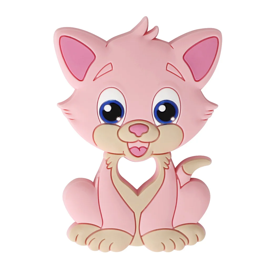 TYRY. HU 1 шт. милый кот Силиконовые Прорезыватели для зубов пищевого качества мультфильм Детские Прорезыватели игрушки DIY соска цепи ожерелья для детей продукты - Цвет: Pink
