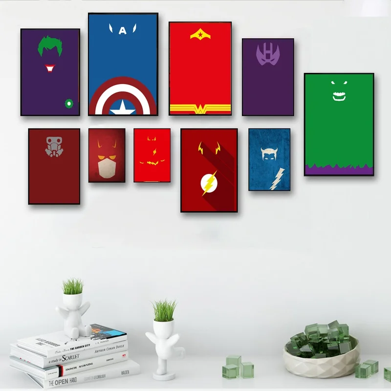 

Comics Marvel Avengers Super Heroes Minimalist Poster Wall Art Paint Wall Decor Canvas Prints Canvas Art Oil Paintings No Frame