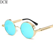 Ретро круглые металлические стимпанк Солнцезащитные очки для мужчин и женщин модные очки Брендовые дизайнерские Винтажные Солнцезащитные очки высокое качество UV400 очки
