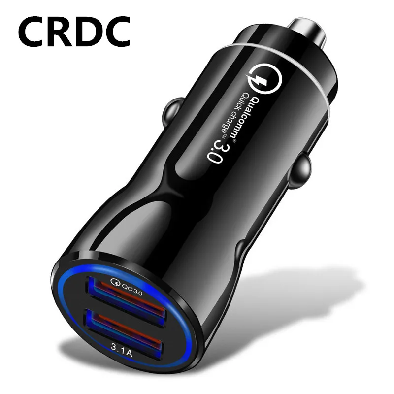 

CRDC Car USB Charger Quick Charge 3.0 +3.1A Mobile Phone Charger Dual USB Fast Car Charger for iPhone Samsung Tablet Car-Charger