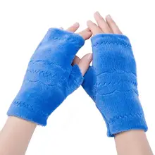 Feitong перчатки без пальцев для женщин зимние теплые плюшевые перчатки для запястья рук# A25