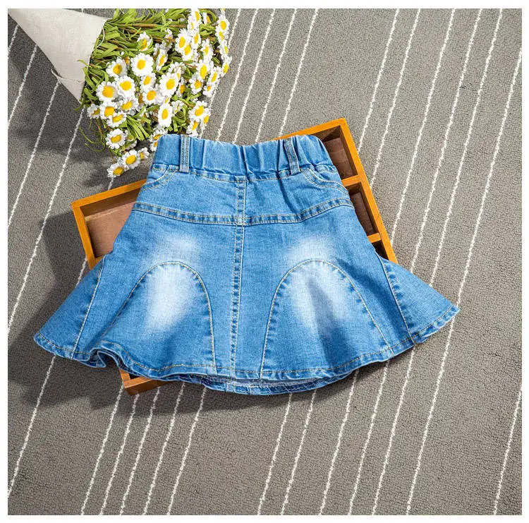 2019 модная летняя джинсовая мини-юбка для девочек-подростков синие джинсовые юбки для маленьких детей Одежда для маленьких девочек 7, 8, 9, 10, 11