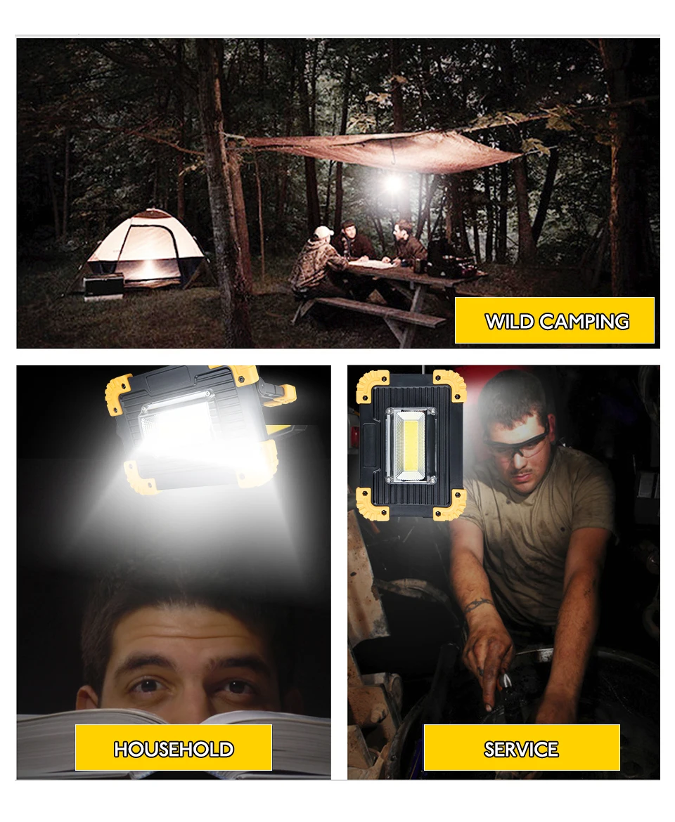 Rechargeable 20W COB LED Flashlight Work Light Lantern Flood Light USB Power Out Torch For Camping Tent Hand Lamp Car Repair (2)