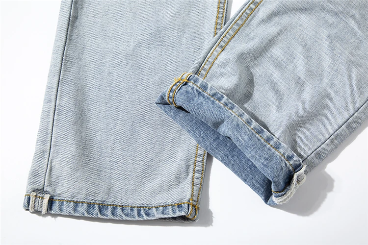 Wash Slim Fit джинсовые джинсы мужские винтажные талии ленты джинсы брюки для мужчин Уличная синие мужские классические прямые джинсы