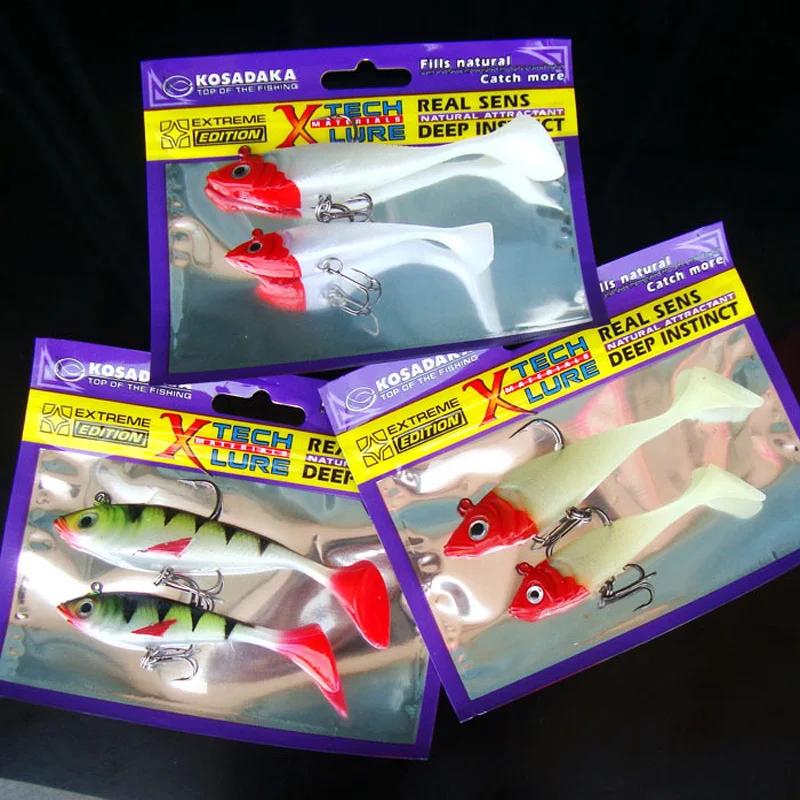 Isca De Pesca Macia Cauda Gabarito Cabeça Gancho Isca