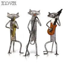 TOOARTS Orchestra Band Musician Figurines 3 Mini Cat Craft Animal Modern Sculpture Home Decoration Accessories Creative Gift