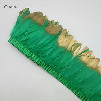 

Beautiful Goose Feather Trims 10Yards Dyed Geese Feather Ribbons 15-20cm green Goose Feather Cloth Belt DIY Clothing Decorative