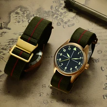 San Martin, relojes de piloto automáticos para hombres, reloj de pulsera de buceo Vintage, reloj de bronce de cristal de zafiro resistente al agua de 200m para hombre y mujer