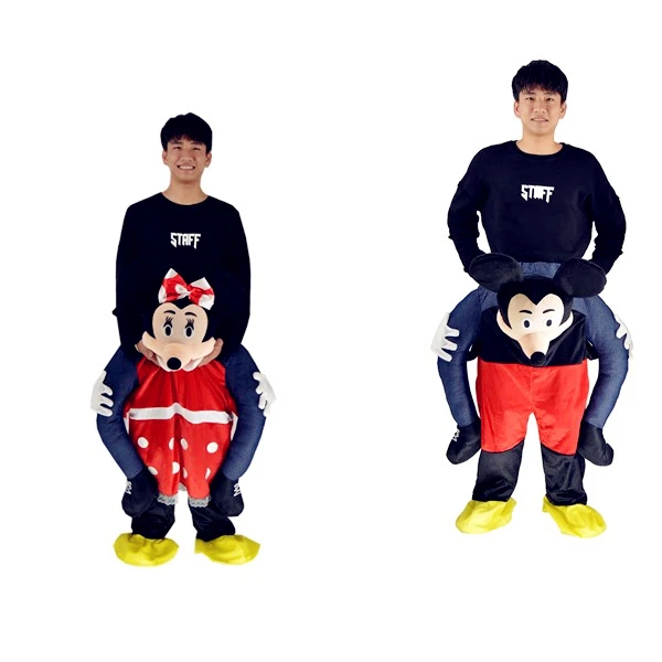 

Halloween Ride on Me Mickey and Minnie Mascot Carry Back Fancy Dress Costums couple New Mouse Mascot Costume Adul