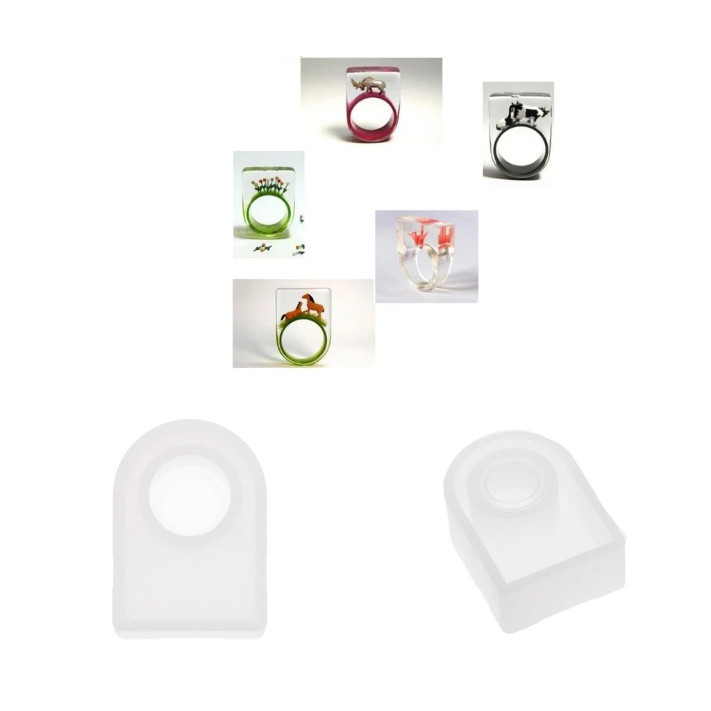 2pcs Couple Group Finger Rings Mold Liquid Resin Ring Mold Casting Silicone Jewelry Pendants Rings Moulds Tools