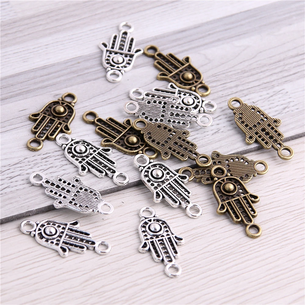 

SWEET BELL 80 pcs 12*24mm Hand Charm Jewelry Trendy Connectors Metal Alloy Jewelry Fit DIY Jewelry Making D6369