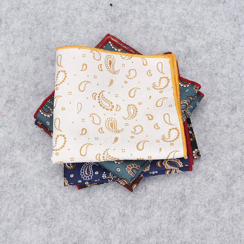 Роскошные винтажные мужские Пейсли полиэстер шелк Hanky джентльмен Жених Карманный квадратный платок Пейсли Свадебный классический
