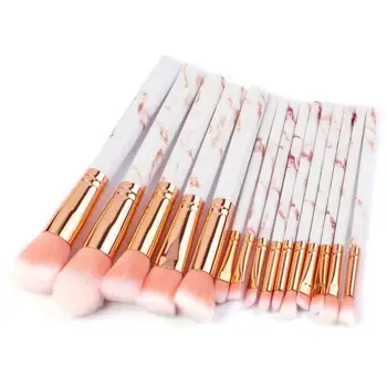 

15 Marble Makeup Brushes Kit Premium Cosmetic Brushes For Powder Liquid Cream Foundation