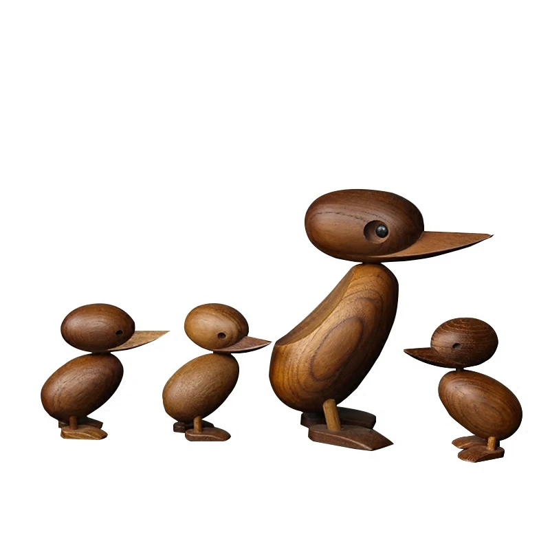 Nordic Designs Home Decoration Duck Mum Baby Wood Figurines