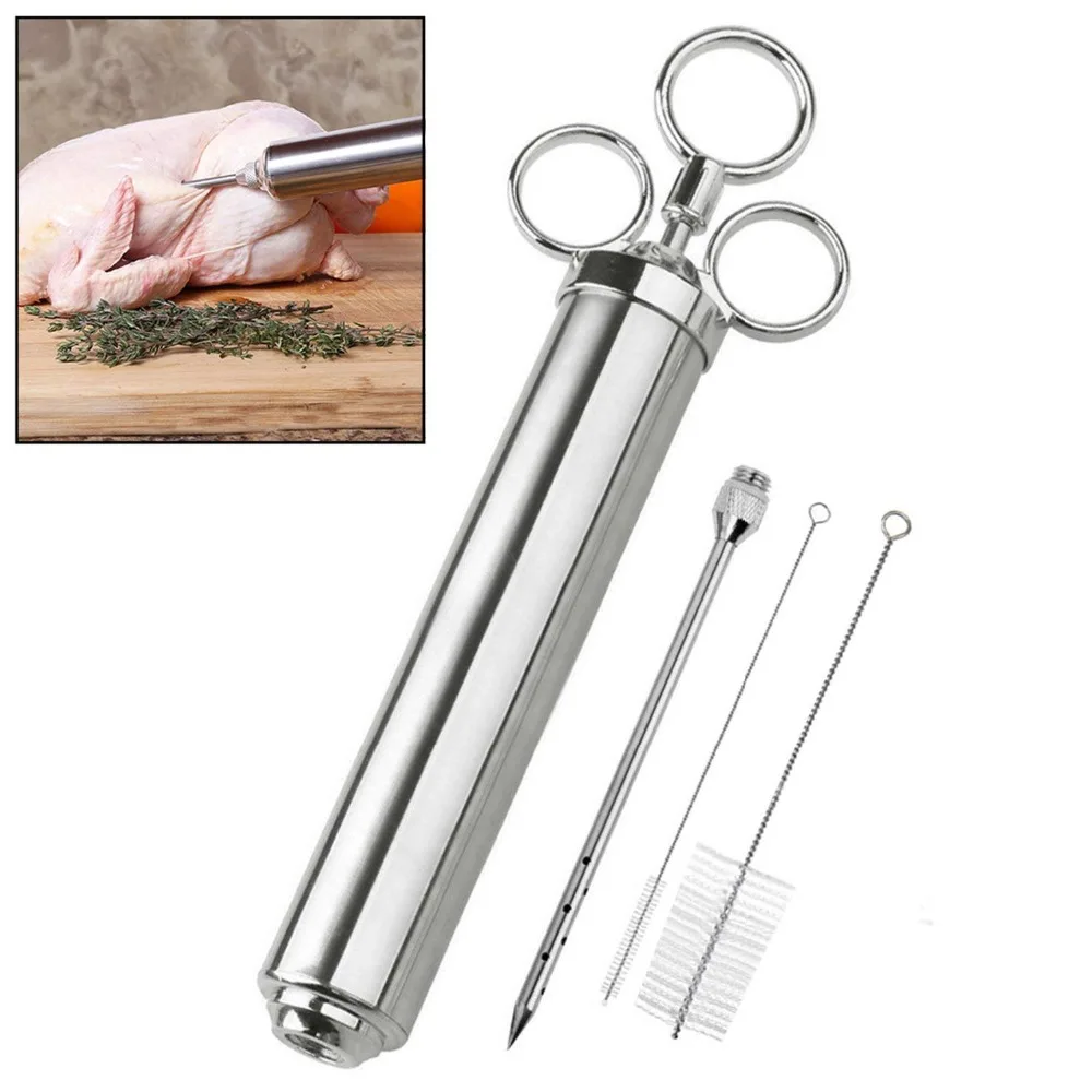 4 oz Commercial Grade Meat Marinade Flavor Injector Kit 1/2 Cup Capacity Seasoning Injector with