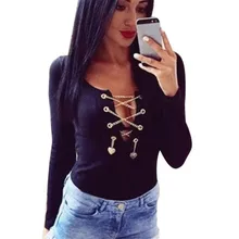 snowshine #1201 Sexy Women Bodysuit Lace Up Tie Stretch Leotard Tops Ropmer Jumpsuit free shipping