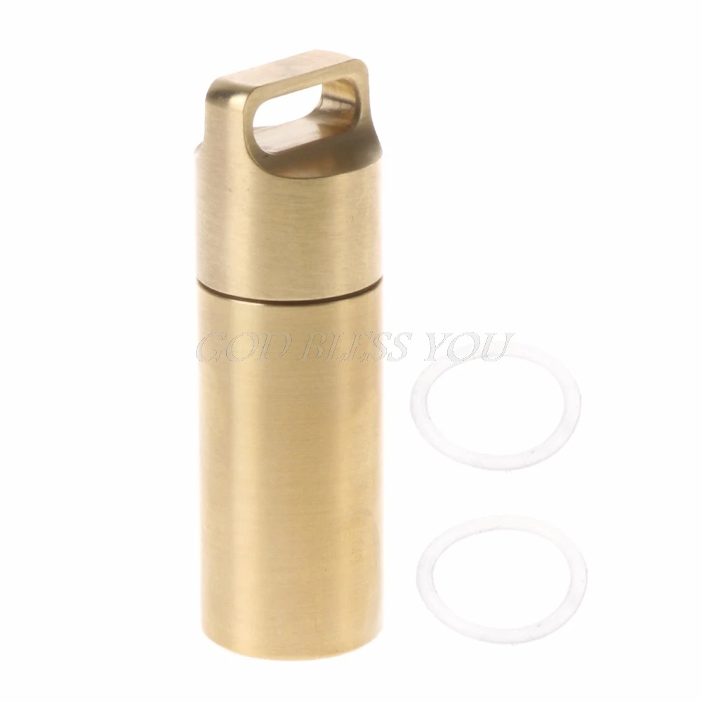 

EDC Brass Waterproof Capsule Container Seal Bottle Box First Aid Pill Tank Case
