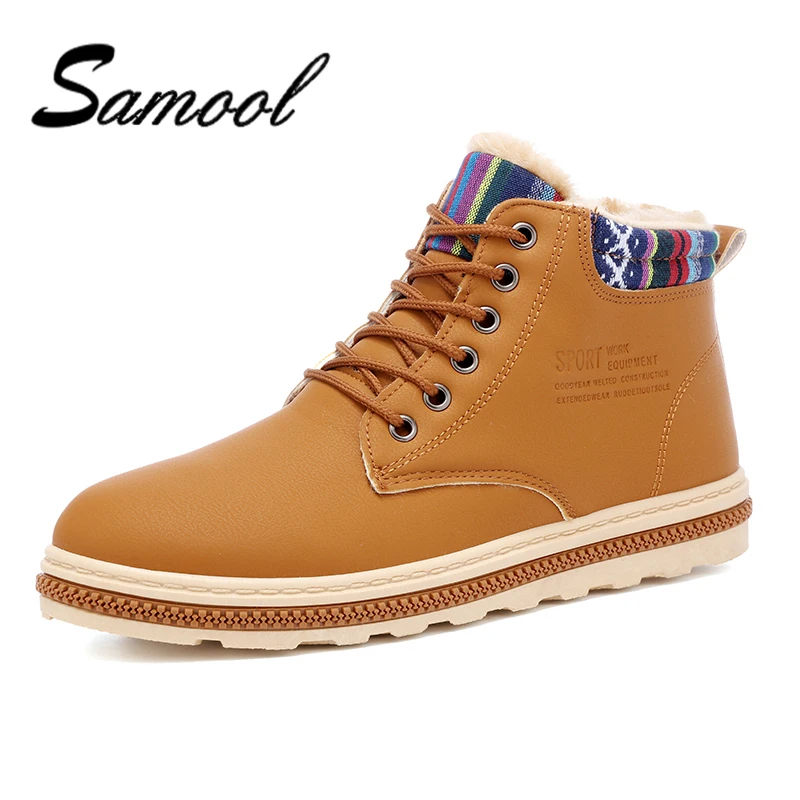 

Super Keep Warm Winter Shoes Men's Waterproof Casual Male Snow Boot Ankle Boots Men Leather With Fur Plush Botas Masculina bota