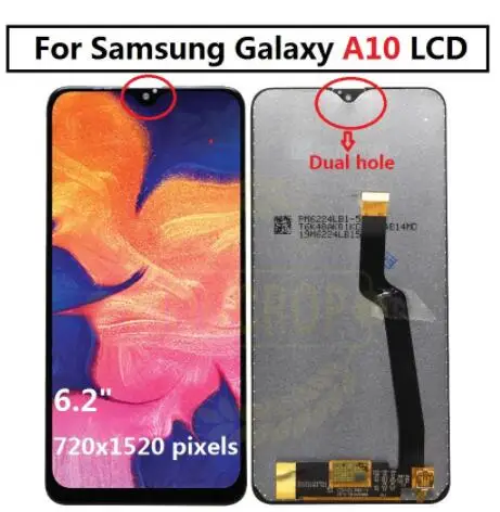 Для samsung galaxy A10 lcd дигитайзер A105/DS A105F A105FD A105M дисплей сенсорный экран с рамкой дигитайзер для samsung A10 lcd - Цвет: Dual hole Black