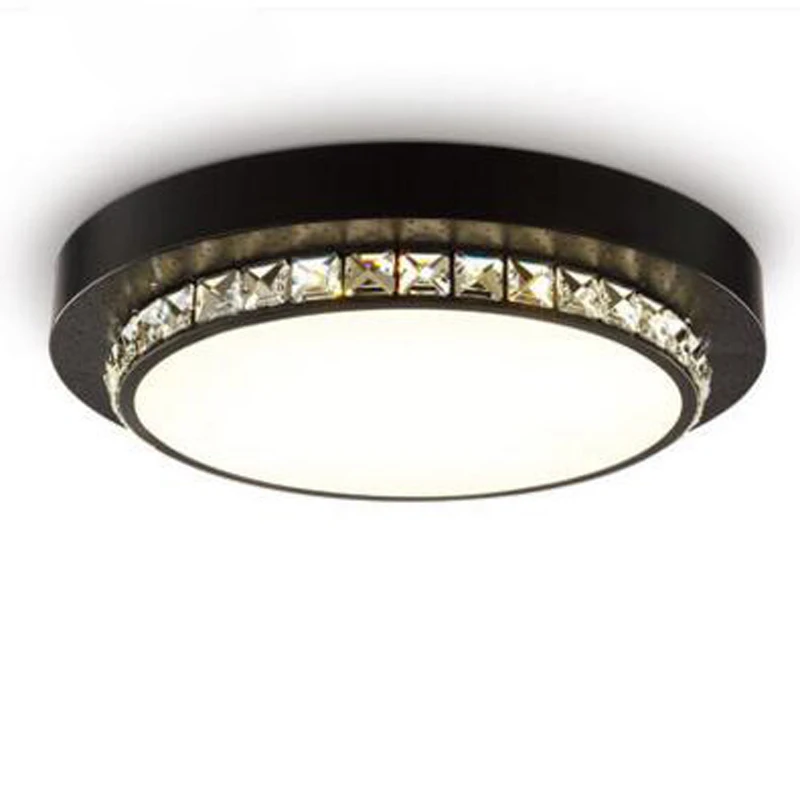 

Led wrought iron bedroom lamp thin round crystal warm romantic remote control American black ceiling lamp indoor lamps led lamps