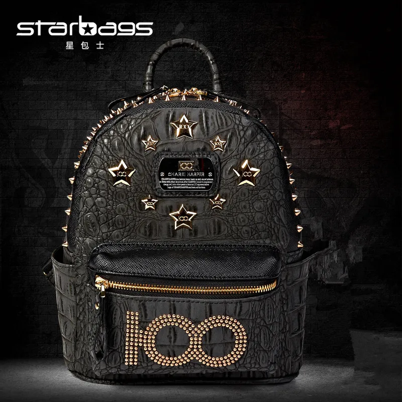 

Starbags Korean women backpacks rivet retro tide Pu fashionable backpacks