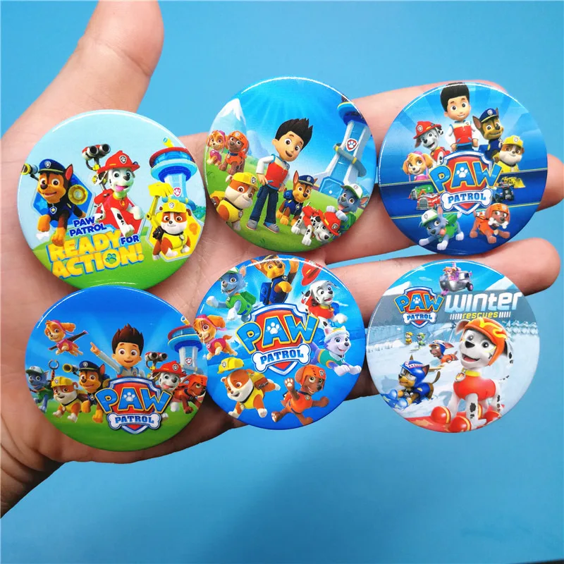

Paw Patrol Birthday Party Decoration Supplies Dog Cartoon Small Badges Wrought Iron Badge Tinplate Toys for Children 2D23