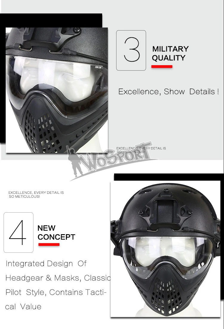 M4 M16 AR 15 Accessories Airsoft tactical Paintball fast helmet WST Pilot Mask for hunting shooting (8)