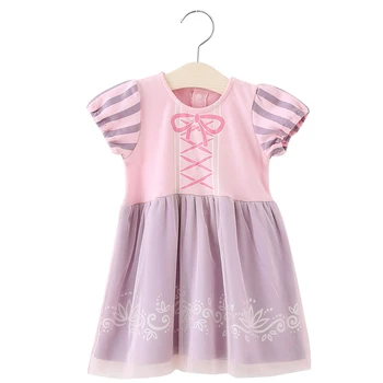 

Princess Rapunzel summer dress girl vestido infantil Short Cotton costumes baby Children clothing Kids Gifts Party baby clothes