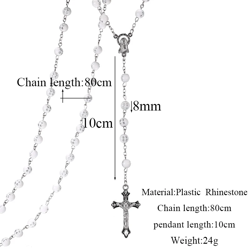 Иисус Христос Подвески Серебряный крест длинные Четки Молитва Роза бусы ожерелье для женщин мужчин Сила любовь Бог цепь ювелирные изделия