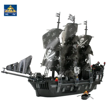 

KAZI 87010 1184 PCs New Pirates of the Caribbean Black Pearl Ship Large Model Christmas Gift Building Blocks Toys for Children