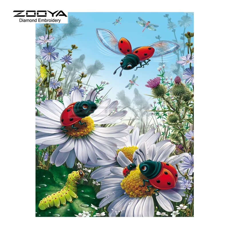 

ZOOYA Diamond Embroidery 5D DIY Diamond Painting Ladybug &Flower &Insects Diamond Painting Cross Stitch Rhinestone Mosaic BJ1820