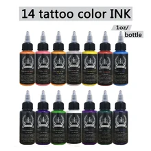 Набор чернил для татуировки, 14 цветов, Перманентный пигмент для татуировки, 1 унция(30 мл