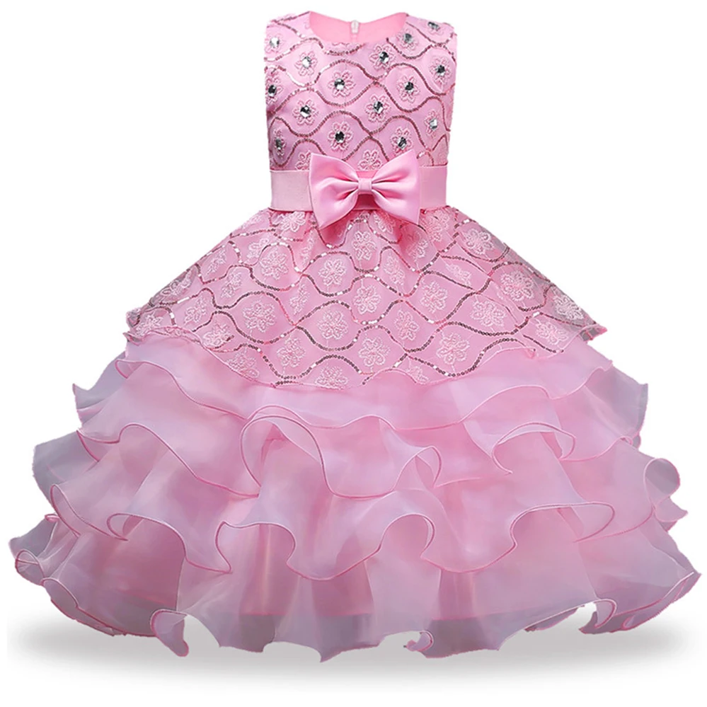 

Flower Girls dresses clothes Party Baby Girls Sleeveless Bow Princess Wedding Dress Children Party Vestidos for 4 6 8 10 12 Year